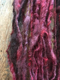 The Wine-Dark Sea red Finnsheep wool locks yarn, 20 yards