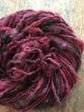 The Wine-Dark Sea red Finnsheep wool locks yarn, 20 yards