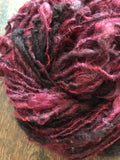 The Wine-Dark Sea red Finnsheep wool locks yarn, 20 yards