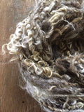Grey curly yarn, 20 yards