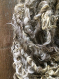 Grey curly yarn, 50 yards