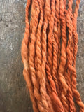 Orange alpaca yarn, 20 yards handspun bulky two ply