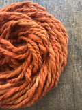 Orange alpaca yarn, 20 yards handspun bulky two ply