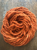 Orange alpaca yarn, 20 yards handspun bulky two ply