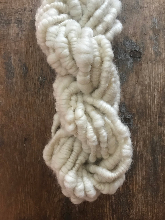 White coiled handspun yarn, 12 yards