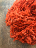 Pumpkin Orange handspun corriedale yarn, 50 yards corriedale wool