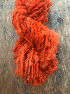 Pumpkin Orange handspun corriedale yarn, 50 yards corriedale wool