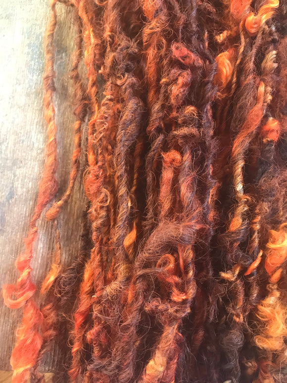 Jack O Lantern, orange overdyed 20 yards handspun yarn